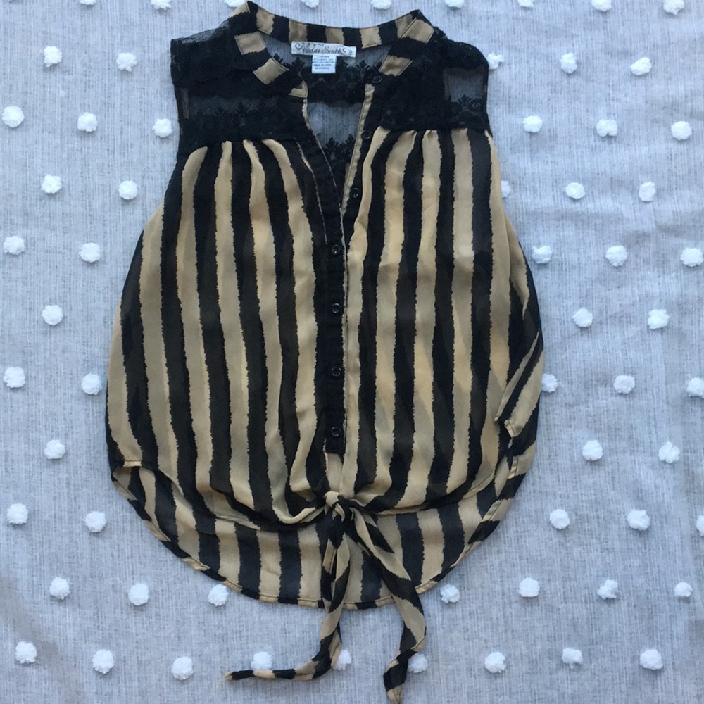 🔻LAST CHANCE🔻Sheer / Lace Stripe Sans Souci Tank